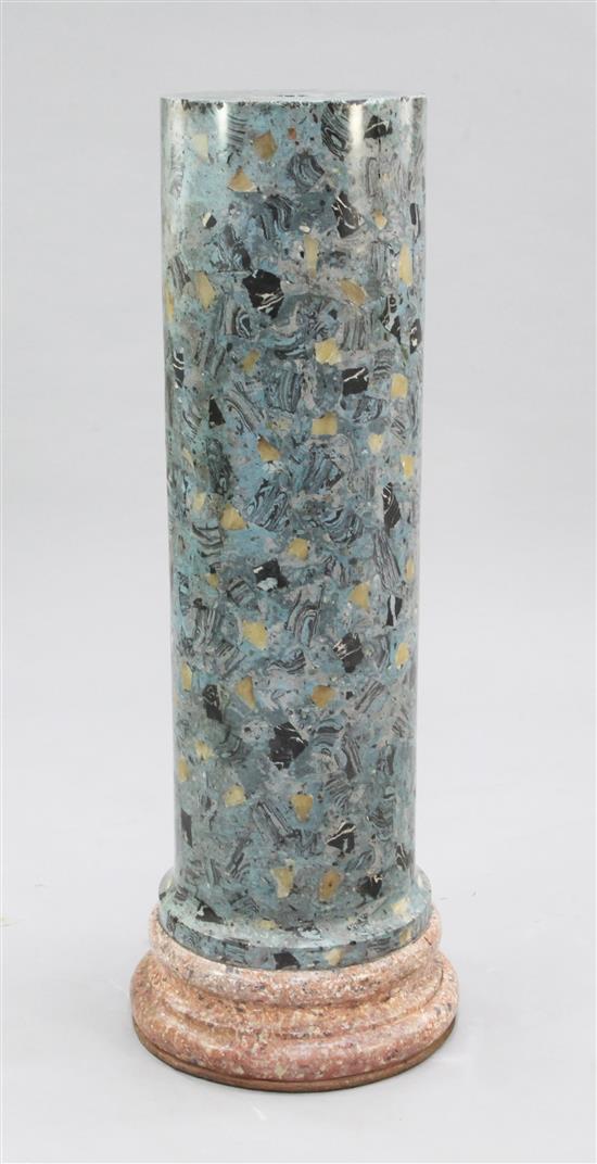 A light blue ground Scagliola circular column, H.3ft 5.5in.